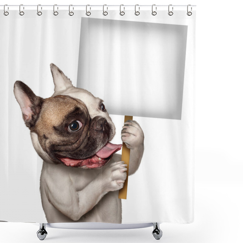 Personality  Bull Dog Holding A Sign Shower Curtains