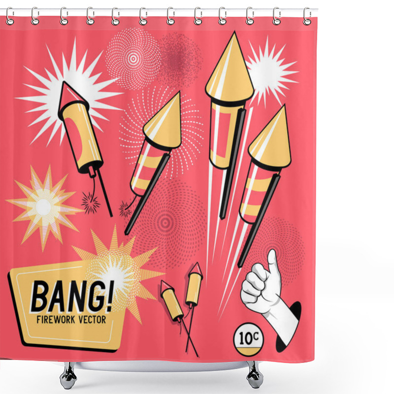 Personality  Retro Firework Rockets Shower Curtains