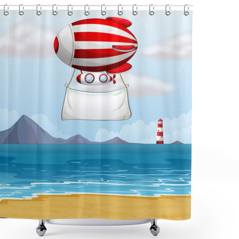 Personality  A Stripe Plane With A Banner Shower Curtains