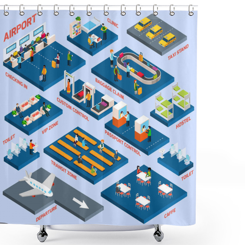 Personality  Airport Isometric Concept Shower Curtains