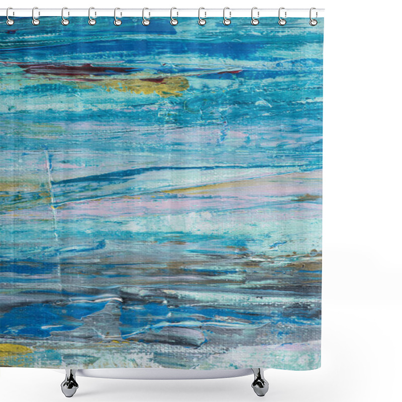 Personality  Close Up Of Blue Brush Strokes Of Oil Paint Shower Curtains