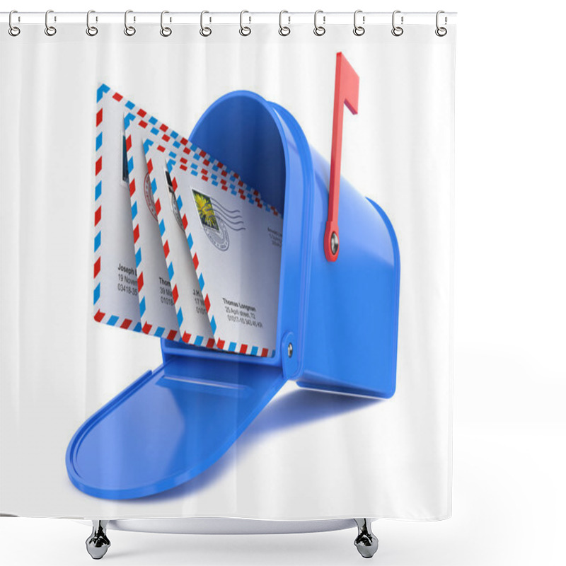 Personality  Blue Mailbox With Mails Shower Curtains