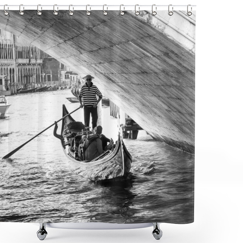 Personality  Gondola On Canal Under Arch Bridge, Venice, Veneto, Italy Shower Curtains