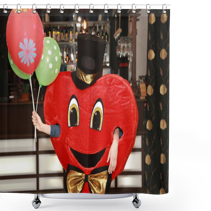 Personality  Red Big Heart Costume For Animators Shower Curtains