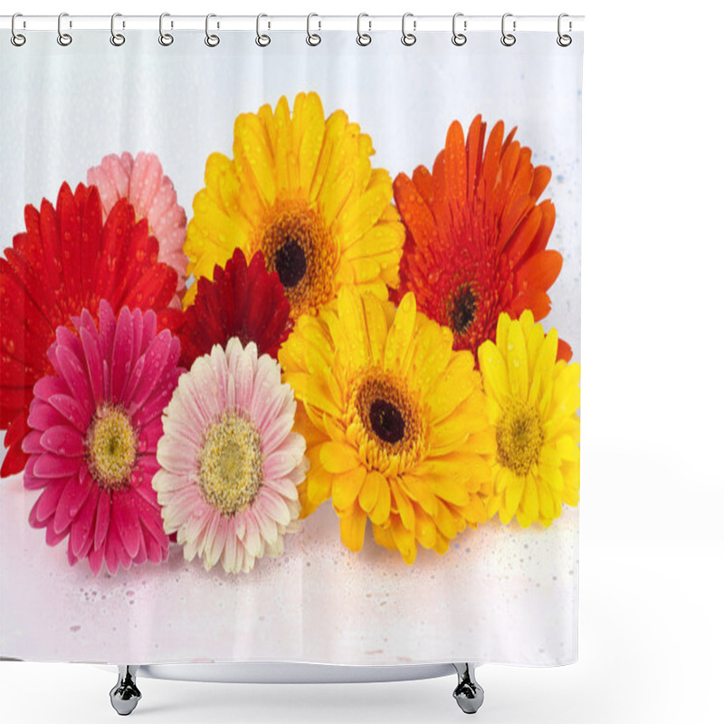 Personality  Background Of Fresh Daisy Blossoms Shower Curtains