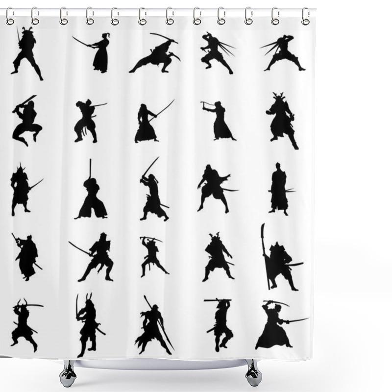 Personality  Samurai Warriors Silhouette Set Shower Curtains