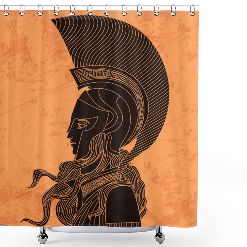 Personality  Greek Orange And Black Amphora Drawing Of Athena Shower Curtains