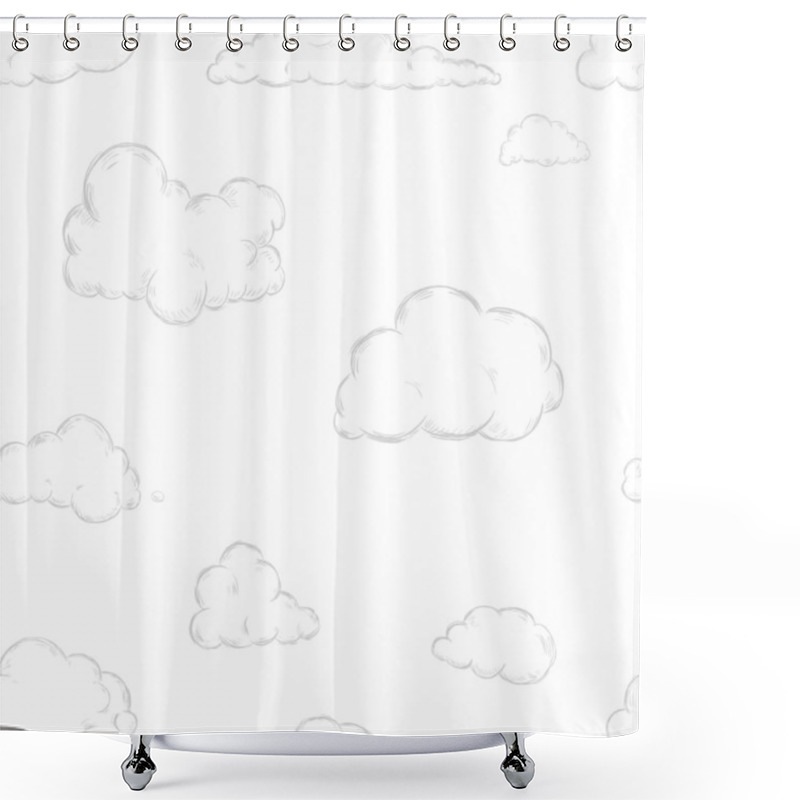 Personality  Seamless Pattern Of Sketch Clouds Shower Curtains