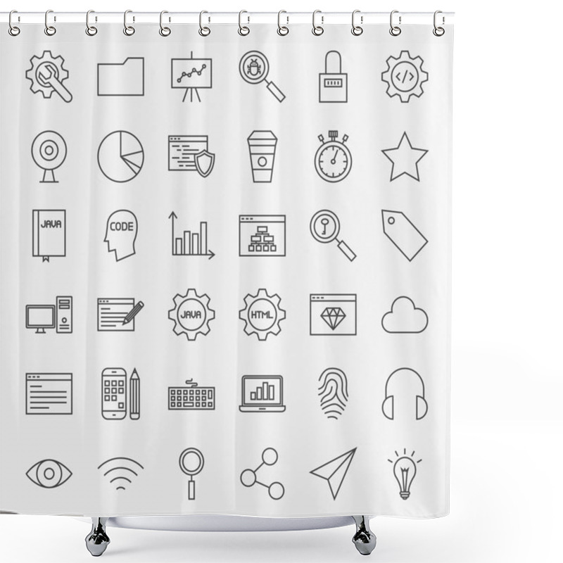 Personality  Web Development Line Icons Set Shower Curtains