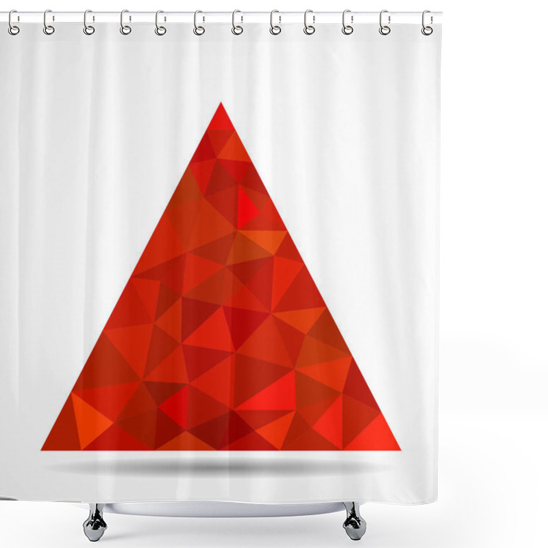 Personality  Red Triangle With Triangles On White Background. Geometric Logo Shower Curtains