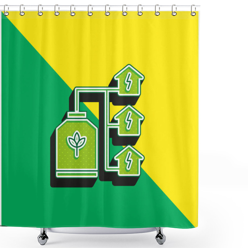 Personality  Bio Energy Green And Yellow Modern 3d Vector Icon Logo Shower Curtains