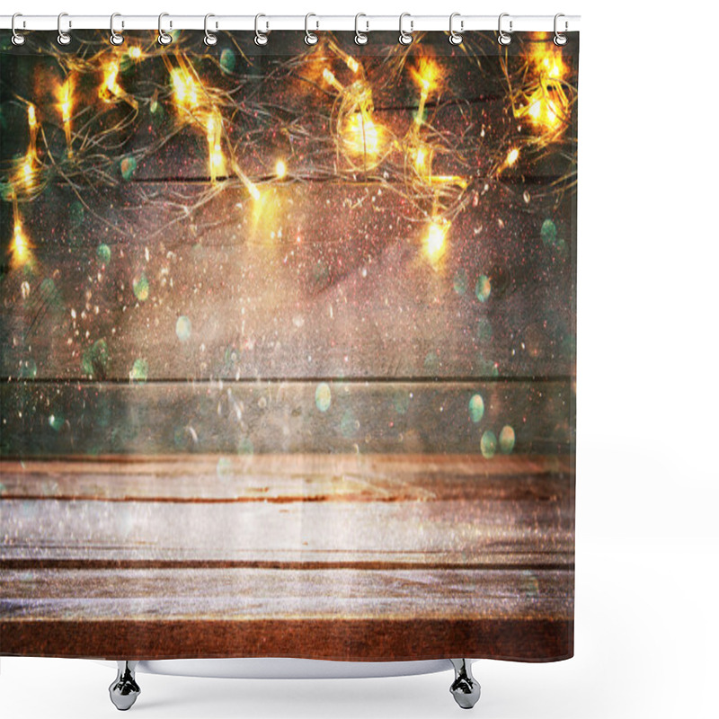 Personality  Christmas Warm Gold Garland Lights Shower Curtains