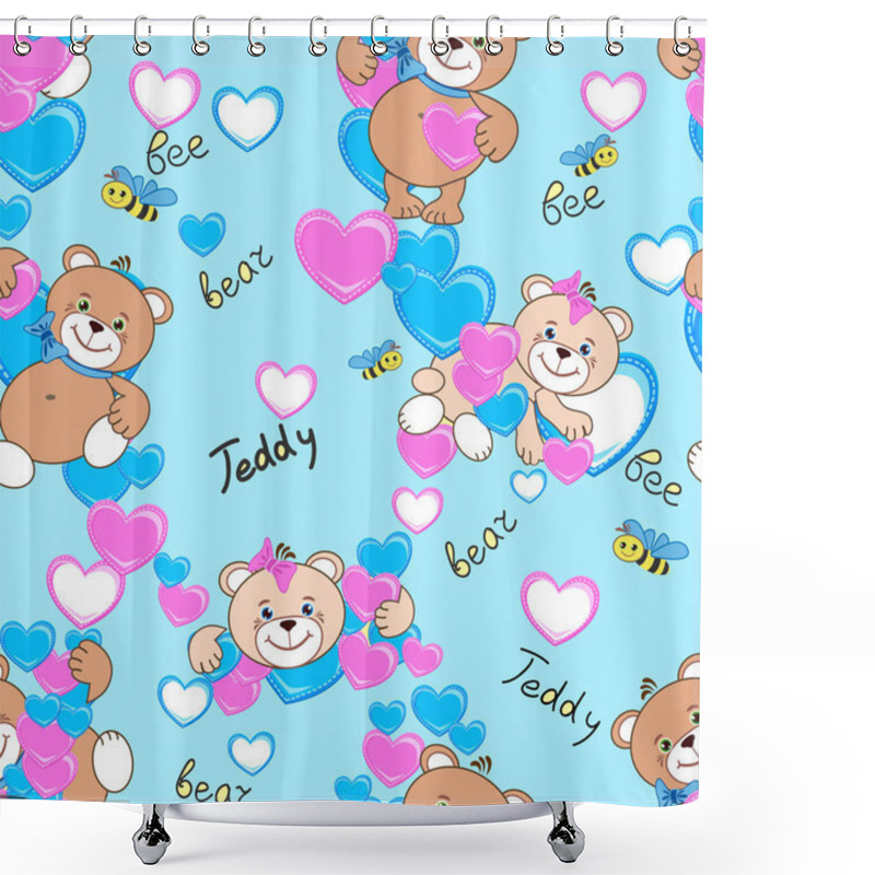 Personality  Teddy Bears Seamless Pattern Shower Curtains