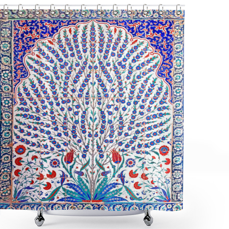 Personality  Iznik Tile From Ancient Ottoman Era.The Tiles Were Decorated By Master Artisans, So-called Nakkash, That Were Brought From Throughout The Empire To Istanbul And Iznik To Carry Out This Art Shower Curtains