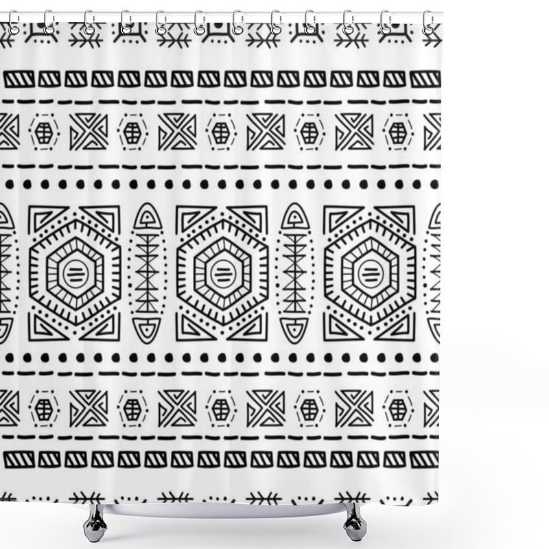 Personality  Navajo Seamless Pattern. Ikat Background With Traditional Design Texture Background Design Vector. Aztec Abstract Geometric Print. Ethnic Hipster Border Backdrop Shower Curtains