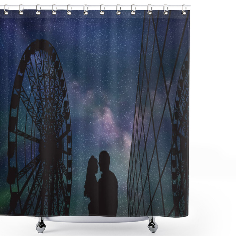 Personality   Lovers In Amusement Park At Night Shower Curtains