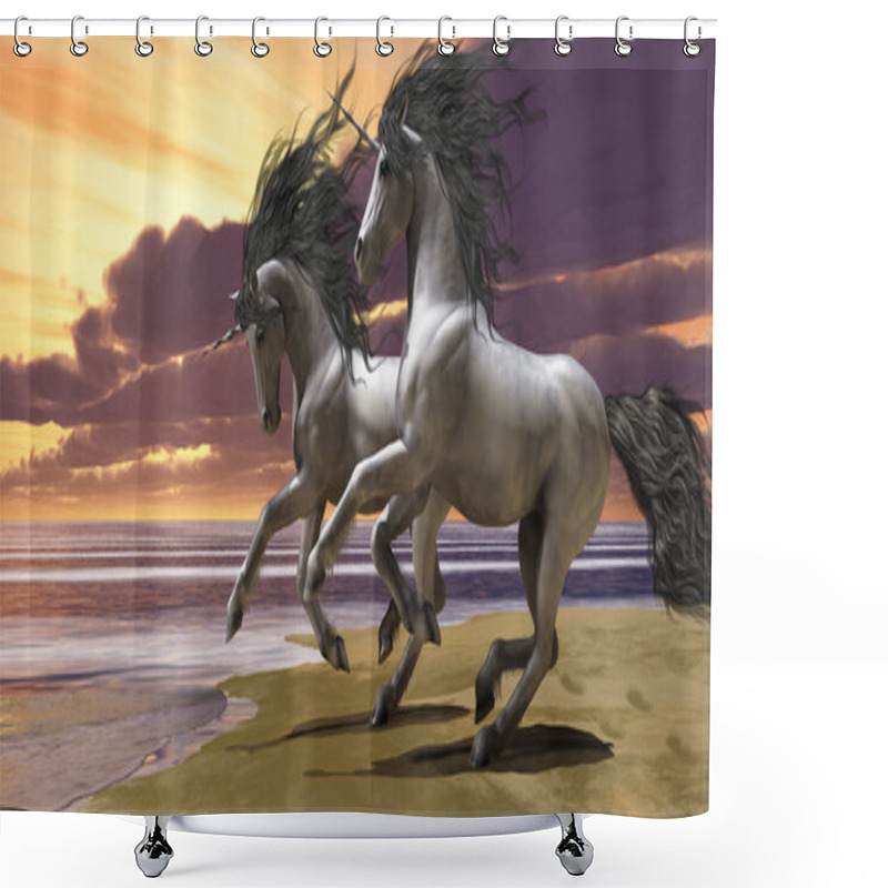 Personality  Playing Unicorns Part 1 Shower Curtains