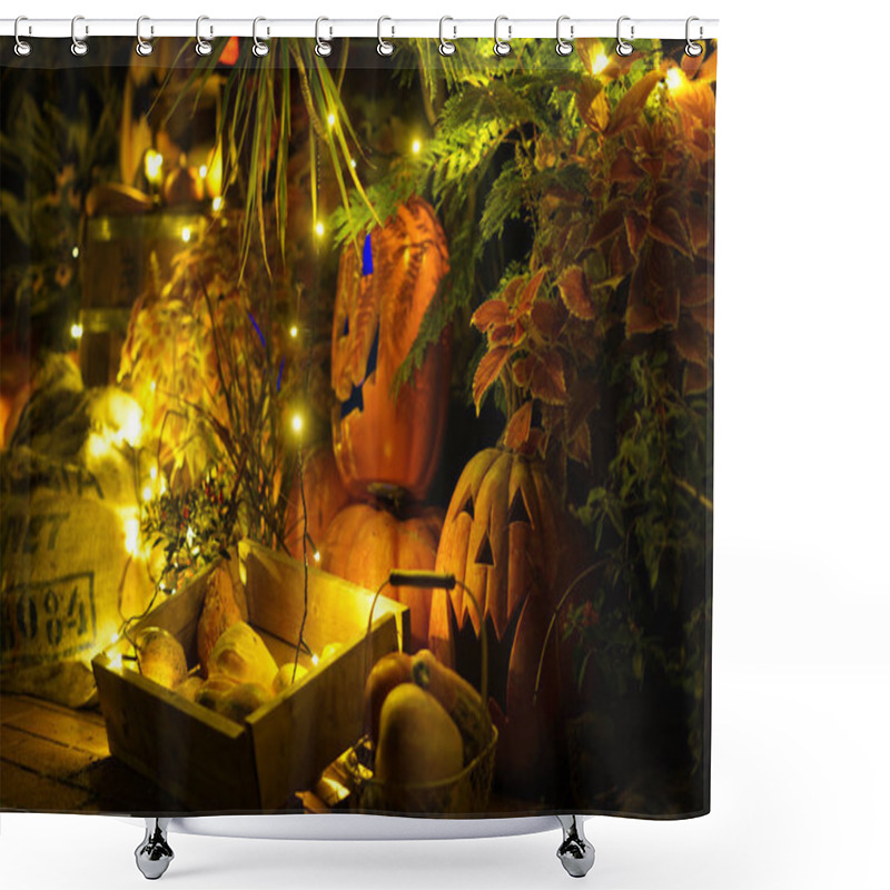 Personality  Image Of Halloween Jack Lantern Shower Curtains