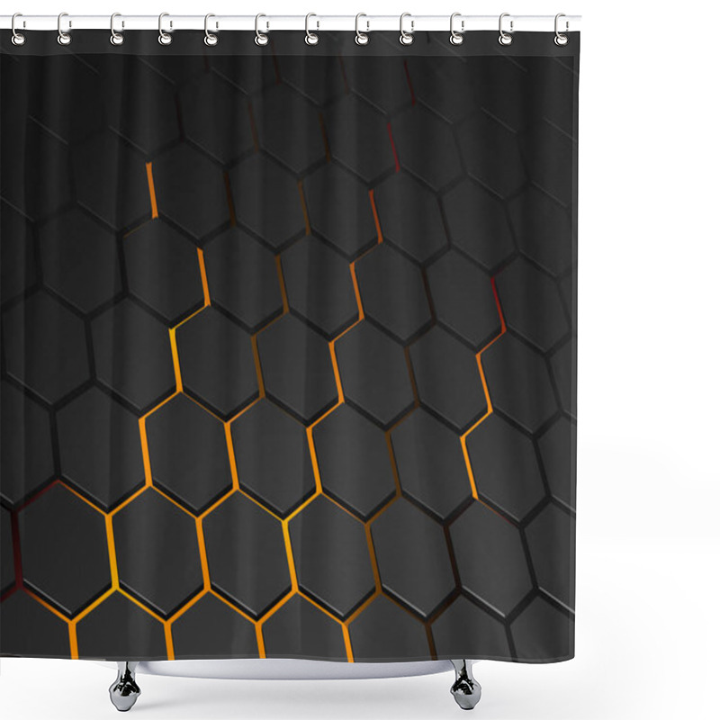 Personality  Glowing Hexagonal Background - Abstract Futuristic Illustration For Your Graphic Design, Vector Shower Curtains