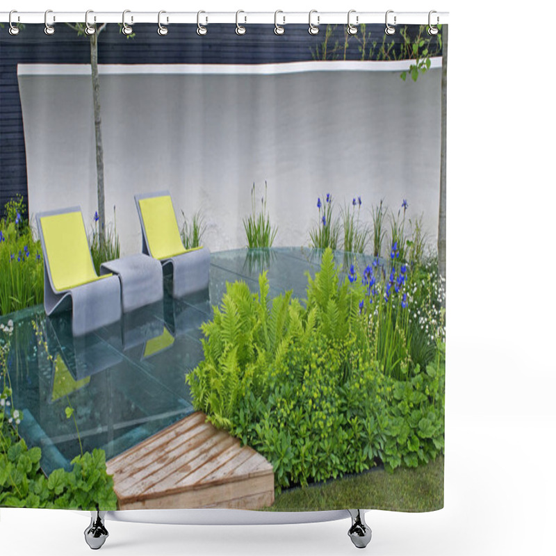 Personality  A Enclosed Modern Urban Terrace Garden With A Glass Floor And Seating Shower Curtains