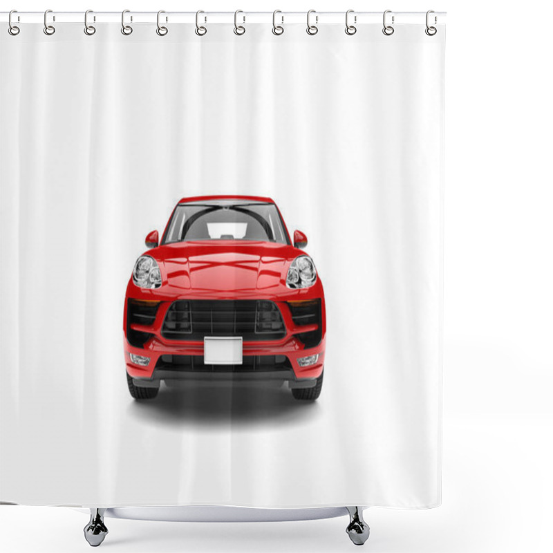 Personality  Modern Scarlet Red Family Car - Front View Shower Curtains