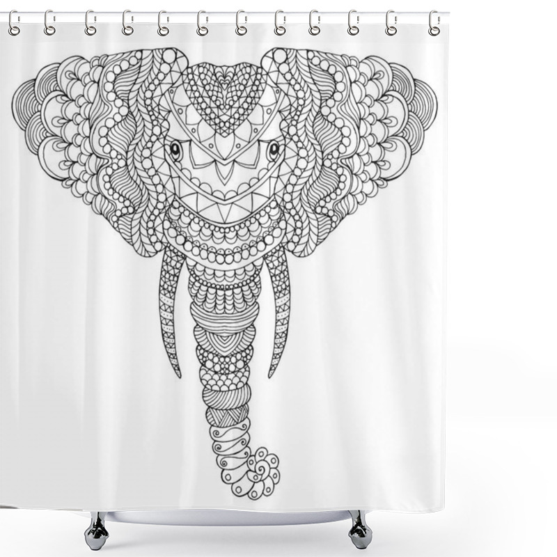 Personality  Zentangle Stylized Elephant Head. Shower Curtains