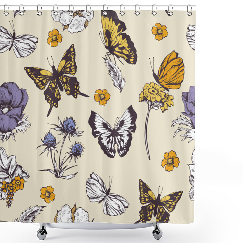 Personality  Seamless Background With Butterflies Shower Curtains