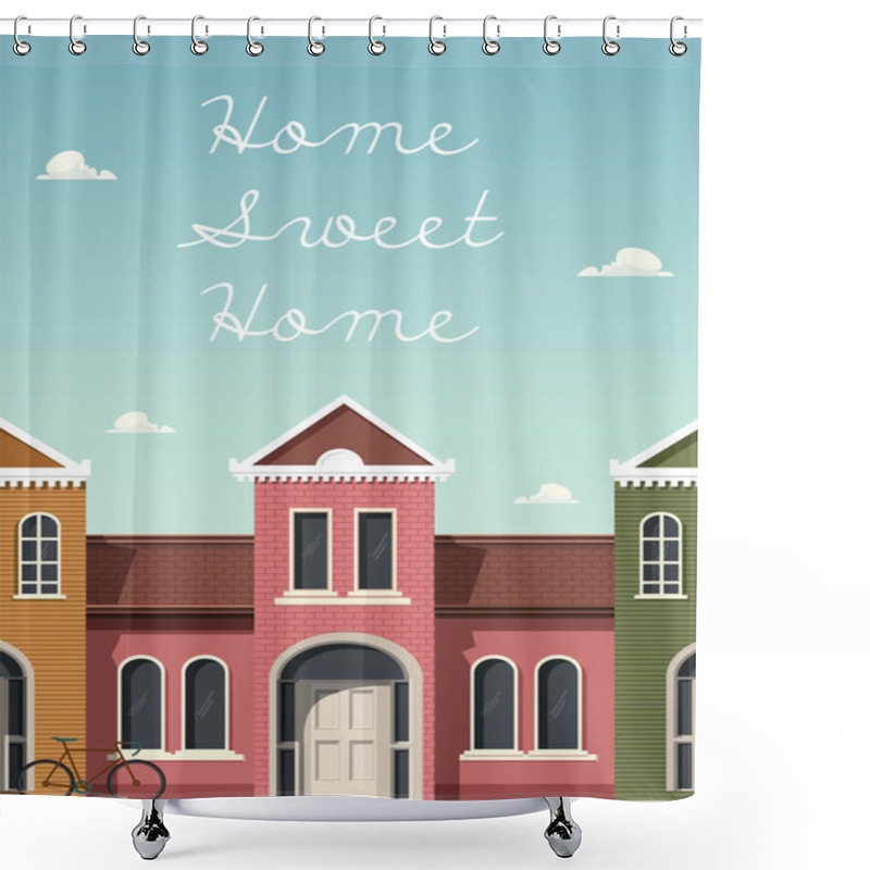 Personality  Vector Illustration Of Home Sweet Home Card Shower Curtains