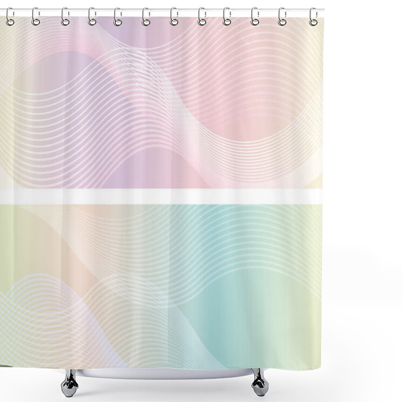 Personality  Rectangle Background Set With Wavy Patterns, Vector Illustration.  Shower Curtains