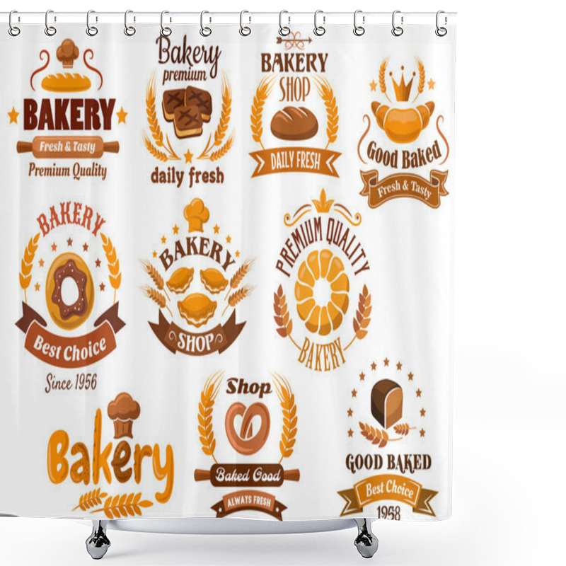 Personality  Bakery Shop Emblem Or Sign Board Designs Shower Curtains