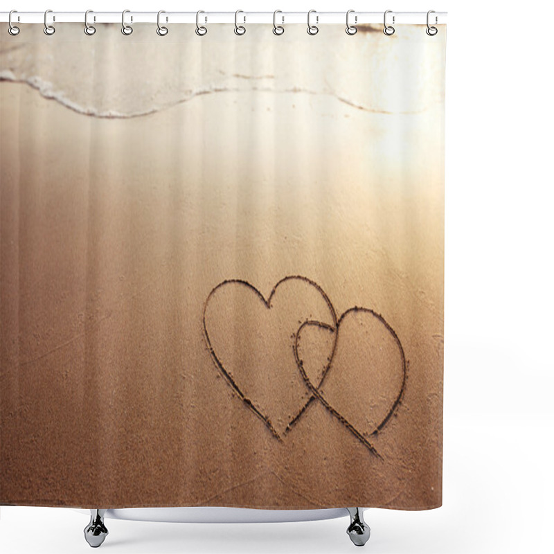 Personality  Two Hearts On The Beach Shower Curtains