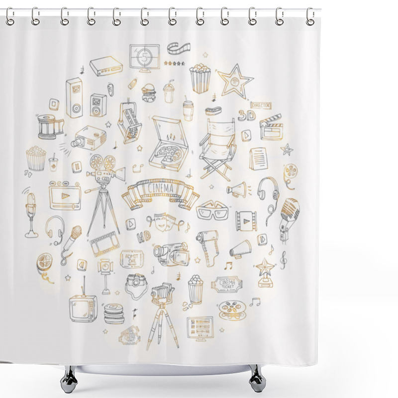 Personality  Cinema Icons Set Shower Curtains