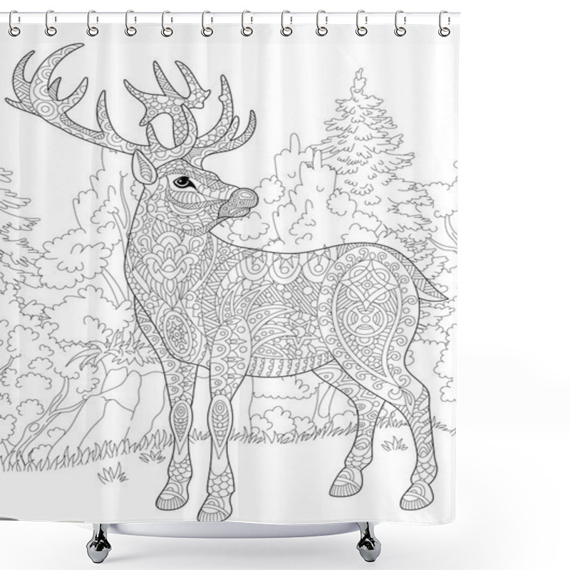 Personality  Zentangle Stylized Deer Shower Curtains