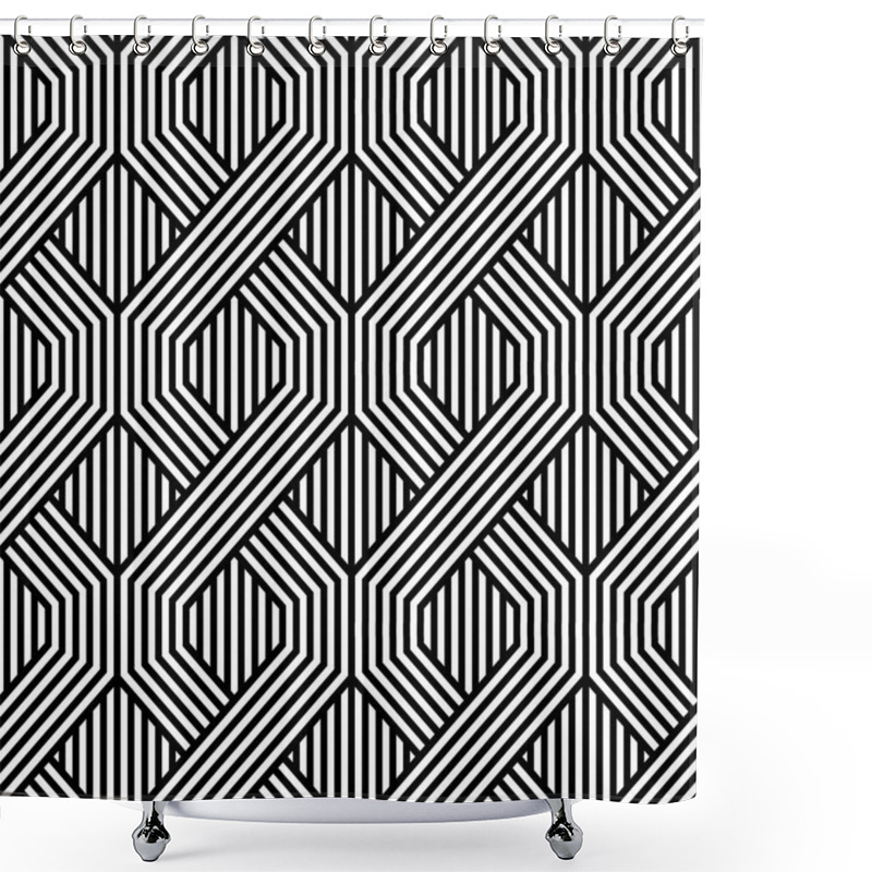 Personality  WICKER PARALLEL STRIPED LINES TEXTURE. TWISTED SEAMLESS VECTOR PATTERN. Shower Curtains