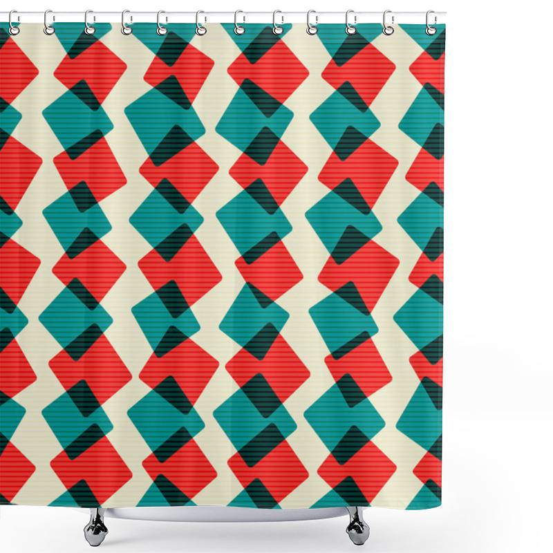 Personality  Retro Squares Shower Curtains