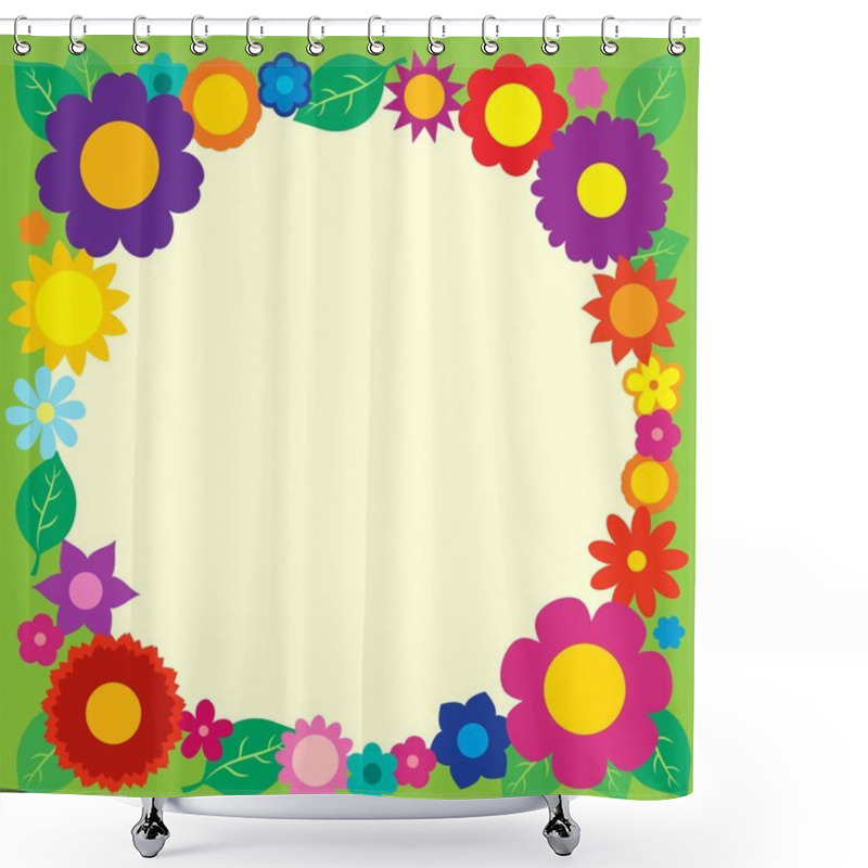 Personality  Frame With Flower Theme 5 Shower Curtains