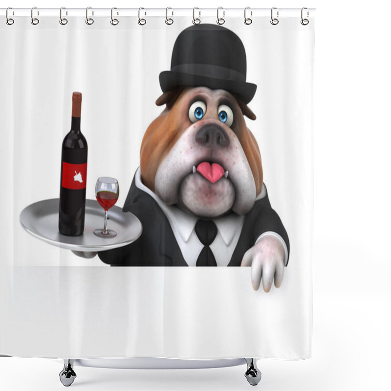 Personality  Fun Cartoon Character With Wine  - 3D Illustration Shower Curtains