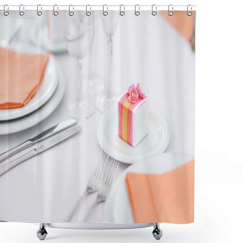 Personality  Table Set For An Event Party Or Wedding Reception Shower Curtains