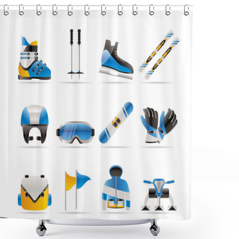 Personality  Ski And Snowboard Equipment Icons Shower Curtains