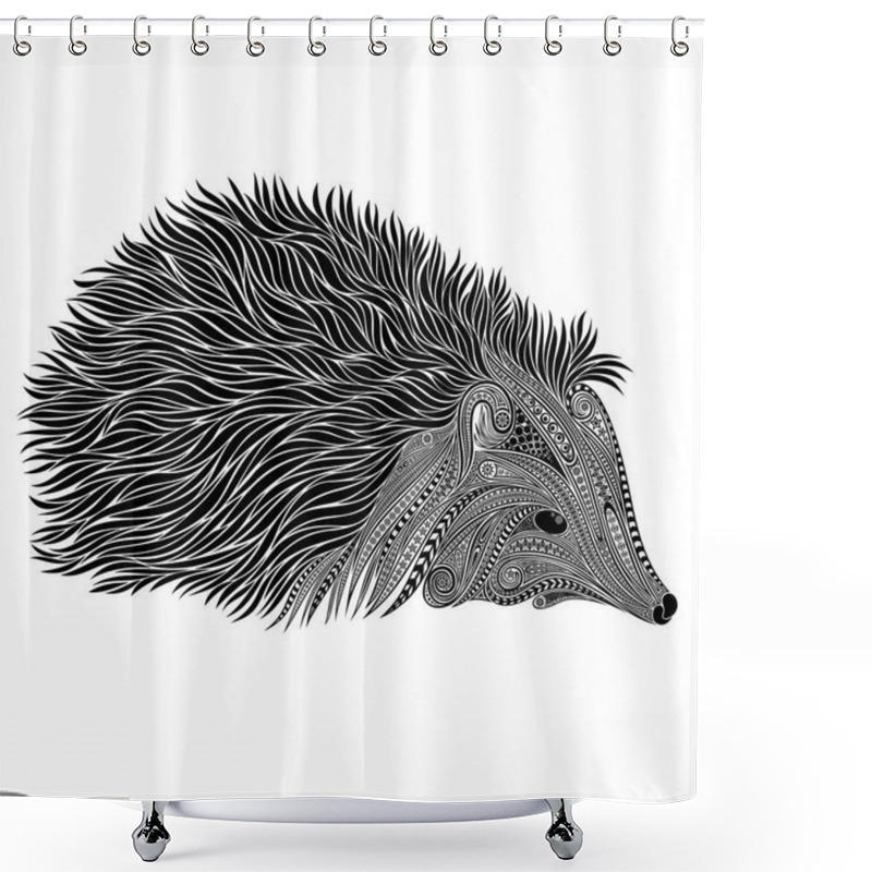 Personality  Silhouette Of A Vector Hedgehog Of Beautiful Patterns Shower Curtains