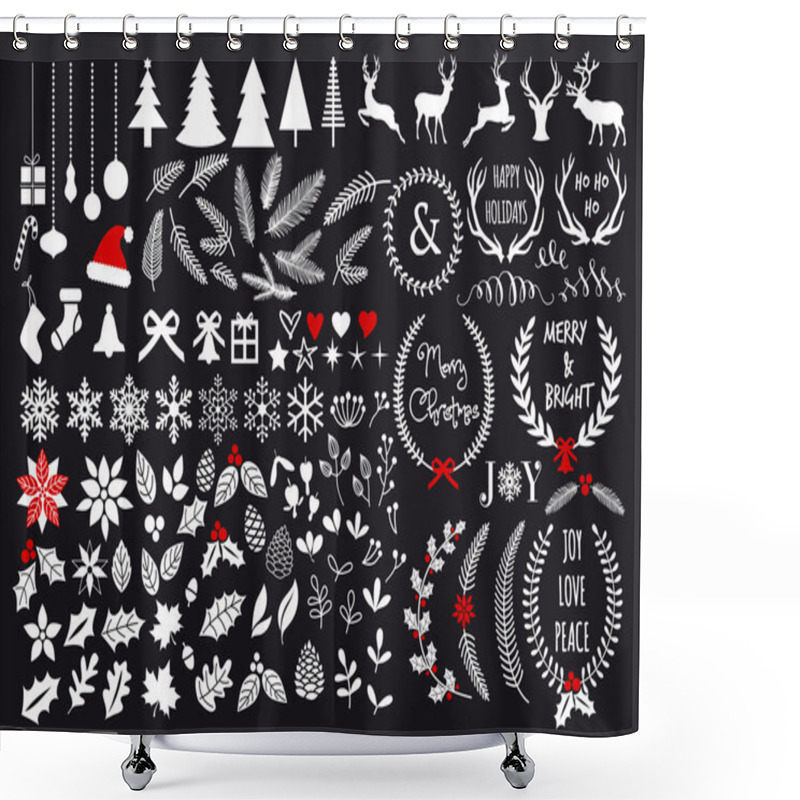 Personality  Big White Christmas Set, Vector Shower Curtains