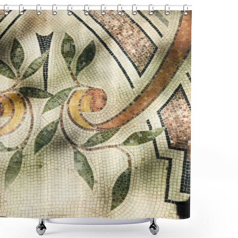 Personality  Intricate Mosaic Design Featuring Leaves And Spirals In Soft Earthy Tones. Shower Curtains