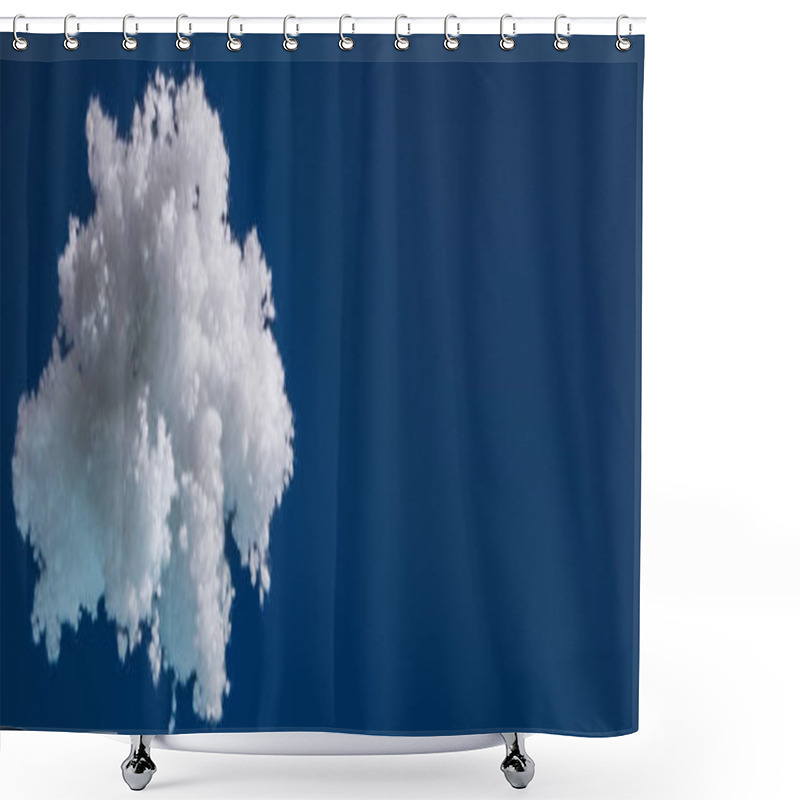 Personality  White Fluffy Cloud Made Of Cotton Wool Isolated On Dark Blue, Panoramic Shot Shower Curtains