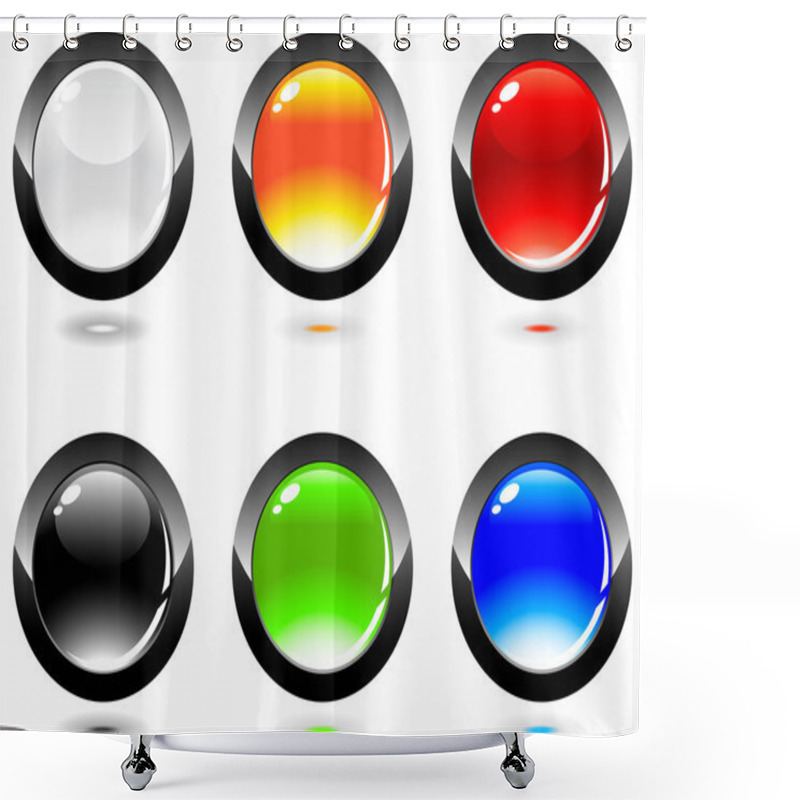 Personality  Set Of Glossy Button Shower Curtains