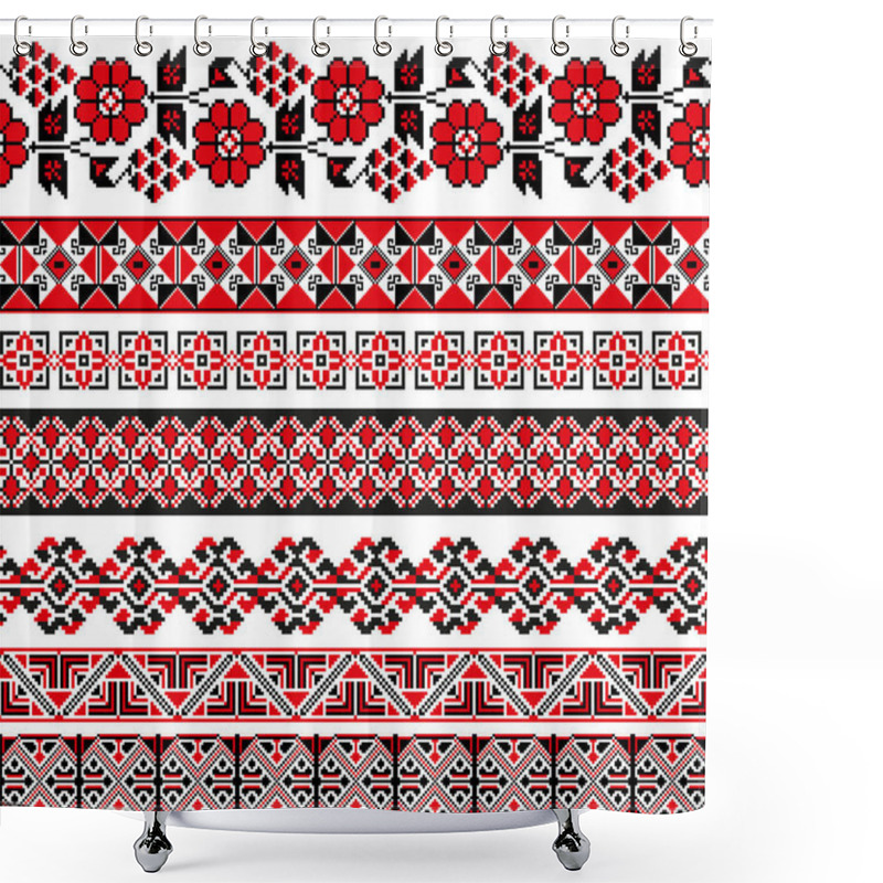 Personality  Traditional Ukrainian Borders In Seamless Pattern  Shower Curtains