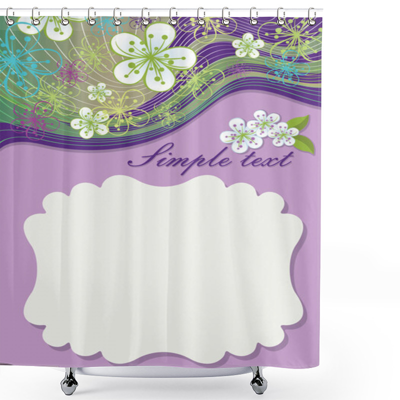 Personality  Spring Flowers And Line Background.Vertical Design Template Shower Curtains