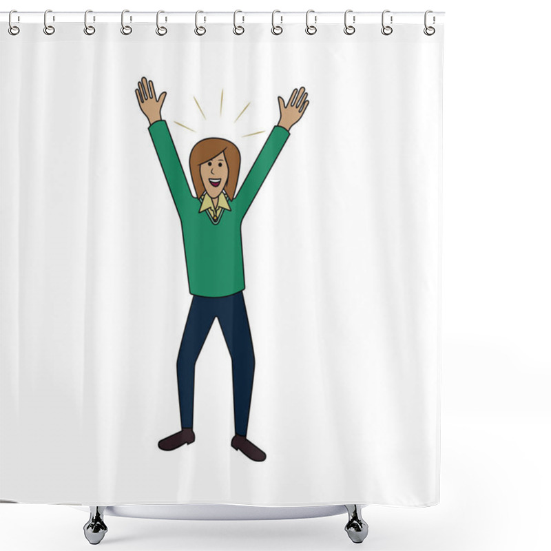 Personality  Uplifting Celebration Artwork With Arms Raised In A Victorious Pose Shower Curtains