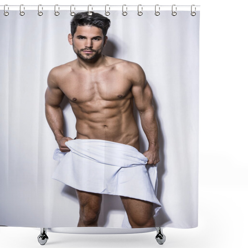 Personality  Handsome Muscular Young Bodybuilder Shower Curtains