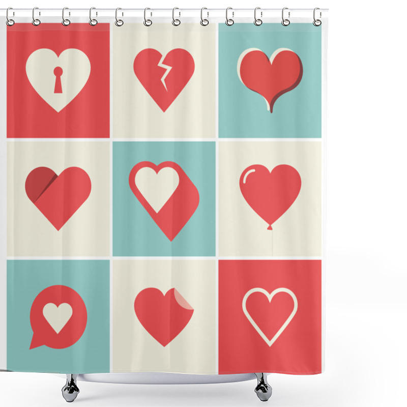 Personality  Heart Icons Set Shower Curtains