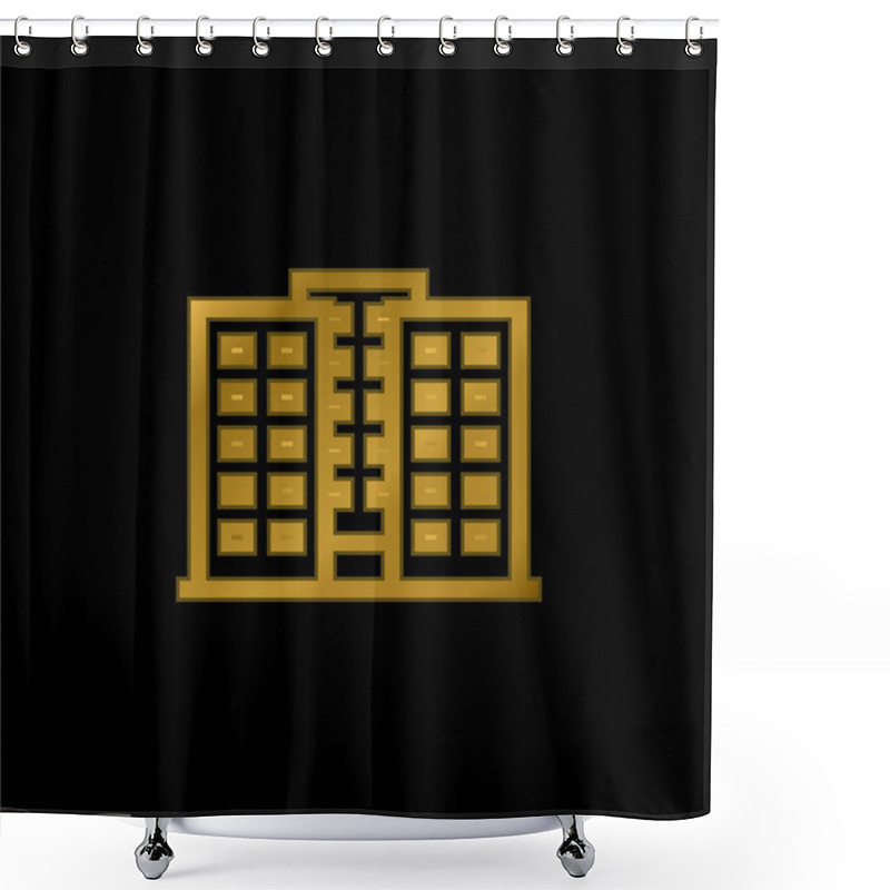 Personality  Apartments Gold Plated Metalic Icon Or Logo Vector Shower Curtains